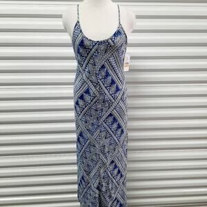 Karen Kane Cami Dress Womens Small Blue White Sleeveless Maxi Santorini Casual